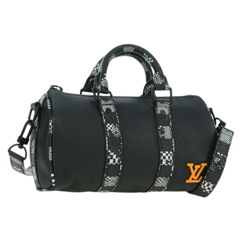 路易威登 Damier Distorted City Keepall XS 旅行包 黑色 M80202 LV 正品 177433SM