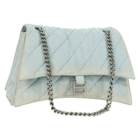 BALENCIAGA 鏈條肩背包 牛仔藍 銀色 716393 正品 178295SAM