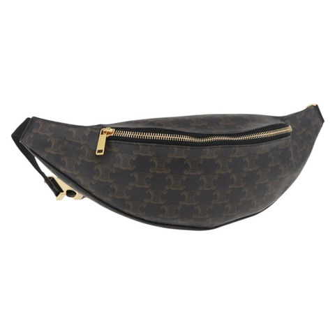 CELINE Triomphe 腰包 PVC 黑色金色 正品 183105M
