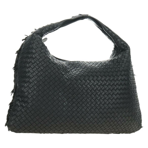 BOTTEGAVENETA INTRECCIATO Hobo Bag 皮革 黑色 金色 115654 Auth 185094SAM