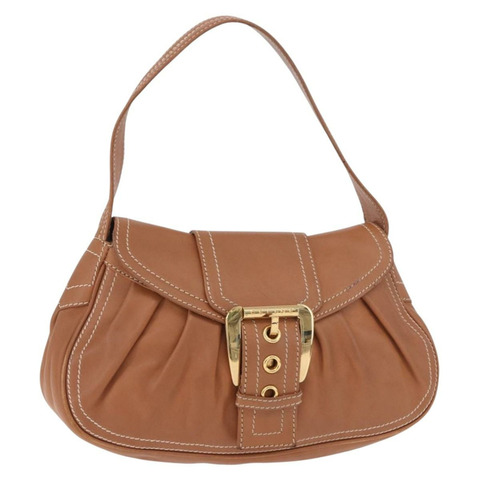 CELINE 棕色金色皮革肩背包，正品編號 185651V