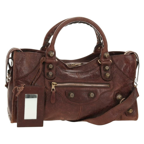BALENCIAGA The Giant Part-Time Bag 皮革雙肩包 棕色/金色 173082 正品 185300SM