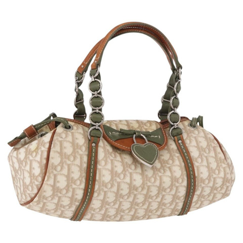 Christian Dior Trotter帆布浪漫手提包 PVC 米色銀色 正品 185730SAV
