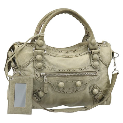 BALENCIAGA Giant City Bag 皮革 2way Gray Silver 204529 Auth yk20579SAV
