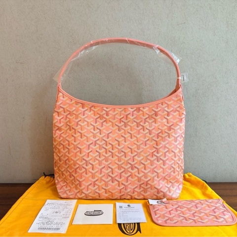 GOYARD/戈雅 櫻花粉帆布老花hobo購物袋/托特包pm