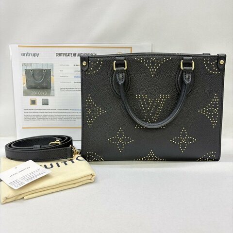 LV OnTheGo PM小款黑色鉚釘手提包