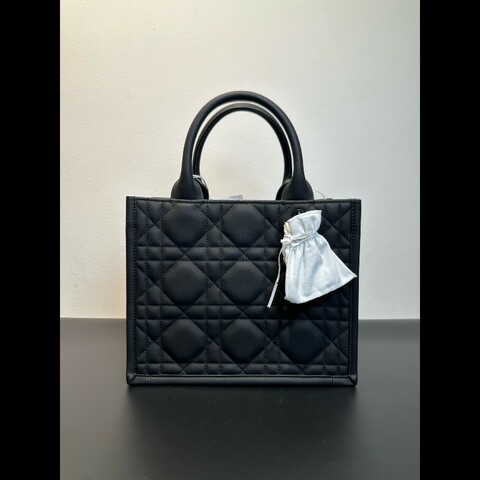 迪奧/Dior 小號 Book Tote 手袋  黑色啞光牛皮革藤格紋