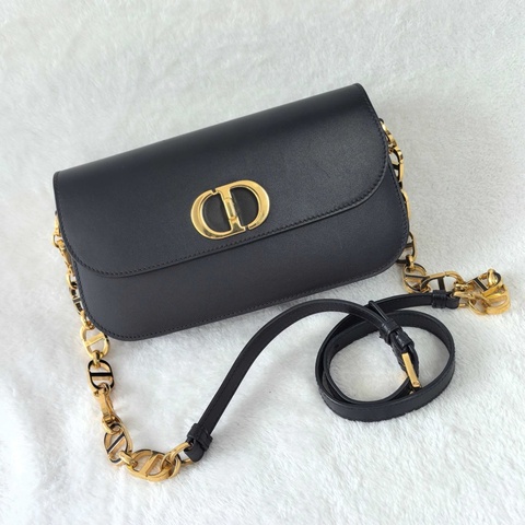 迪奧/Dior  30 Montaigne Avenue中號斜背包 黑色全皮