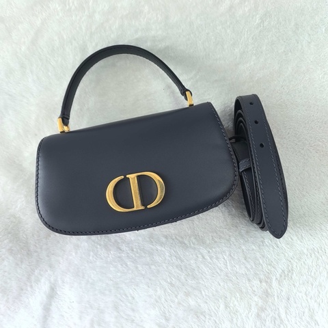 迪奧/Dior 30 Montaigne Avenue Top Handle 手袋  藍色 Oblique 印花面料和光滑牛皮革 手提包斜挎包