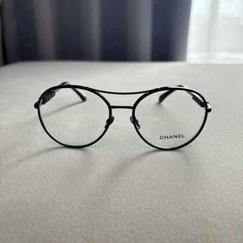 Chanel 香奈兒金屬飛官光學眼鏡 黑框黑字母2214
