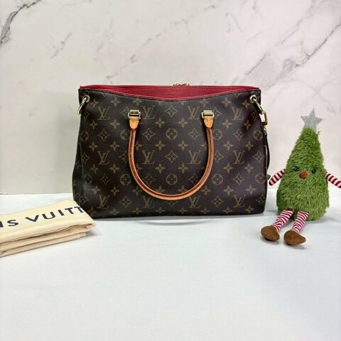 LV Pallas MM原花拼紅手提肩背包