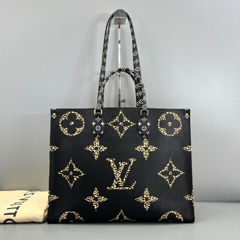 99新 二手LV Onthego大號焦糖拼黑/41*32*18cm