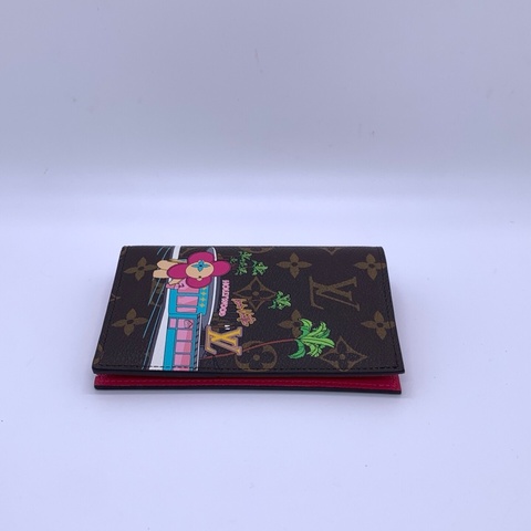 LV 路易威登 x Hollywood聯名款Drive Passport 動物塗鴉折疊帆布護照夾錢包 芯片款 尺寸10cm×14cm