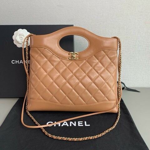 Chanel香奈兒 奶茶色金扣31bag小號 
手提單肩包
98新✨️