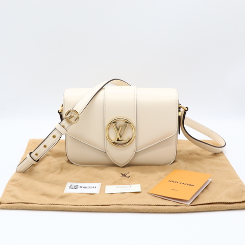 法式優雅🤍LV Pont 9  小號 奶油白 牛皮 金色 磁吸扣 肩背包 斜背包 M55950