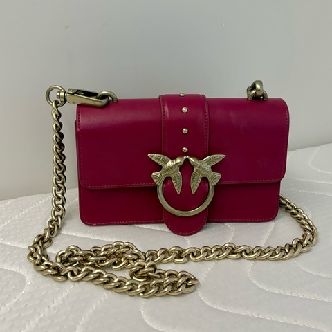 Pinko Love Bag 桃紅色燕子金扣鍊包