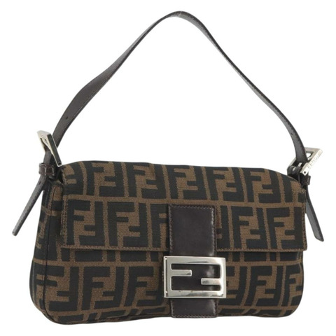 FENDI Zucca帆布Mamma Baguette單肩包 棕色 銀色 正品 yk20678SAM