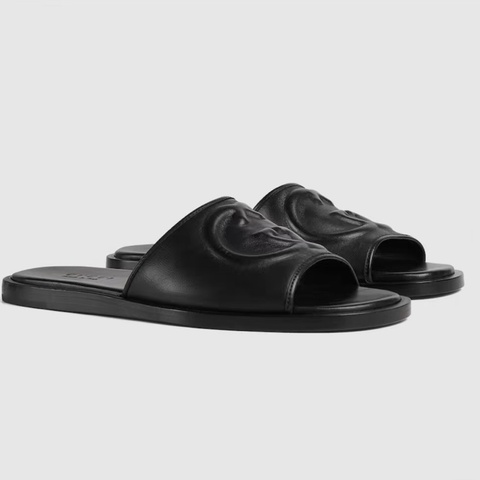 Gucci • 經典大Logo男款黑色拖鞋 全新🈶原廠盒裝