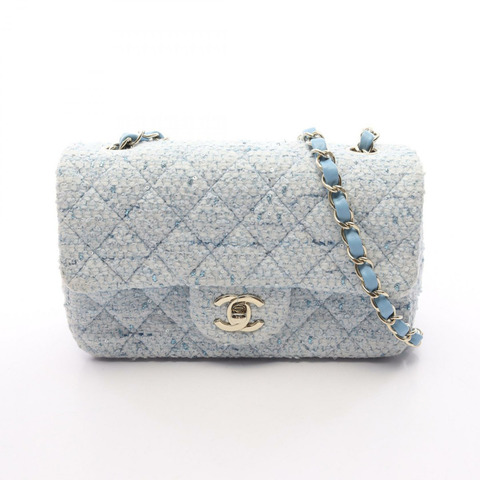 香奈兒 (CHANEL) 迷你絎縫 20 鏈條斜背包 A69900 藍色帆布 GHW CC