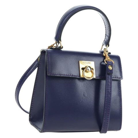 CELINE 手提包 皮革 2way 紫色金色 正品 191842V