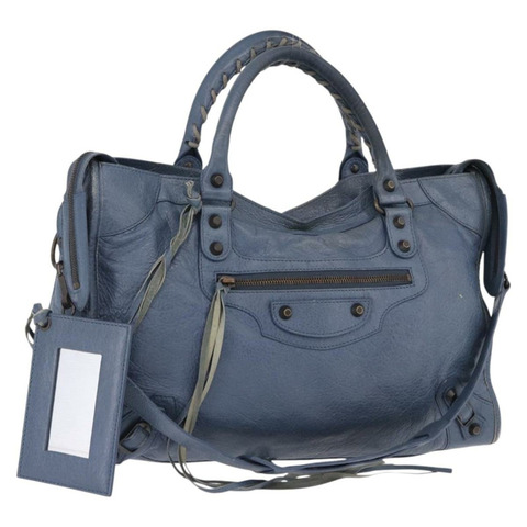 BALENCIAGA 城市手提包 皮革 2way 藍色 115748 正品 193079V