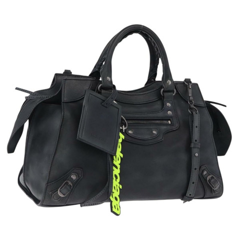 BALENCIAGA Le City 手提包 皮革 海軍藍 銀色 684907 正品 ka5367SAM
