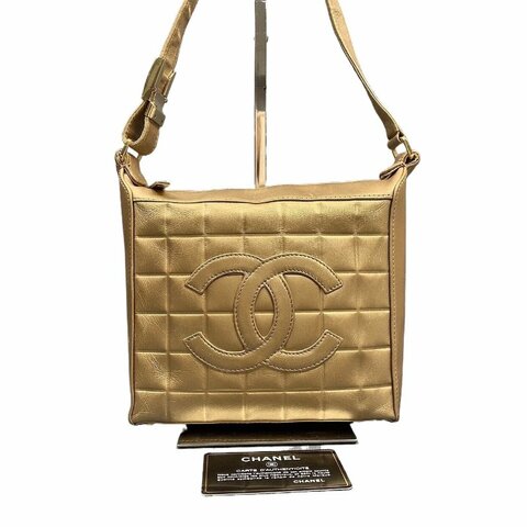 Chanel香奈兒古銅金冰格hobo肩背包