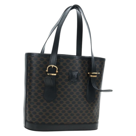 CELINE Macadam帆布手提包 PVC皮革 黑色 金色 正品 191816V