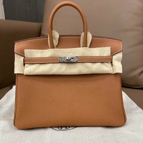【天菜精選】HERMES 25CM BIRKIN TOGO 銀扣 金棕 全新商品
