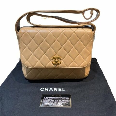 Chanel香奈兒菱格紋方胖子雙C扣肩背包