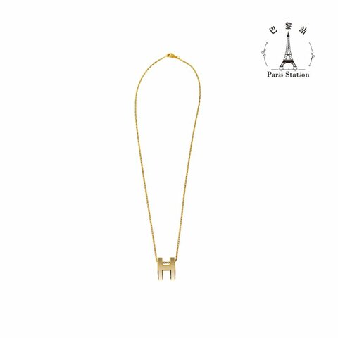 【巴黎站二手名牌專賣店】＊現貨＊HERMES 愛馬仕 真品＊經典 Pop H 栗子色 立體簍空琺瑯項鍊