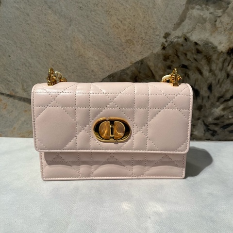Dior粉配黃羊皮 Miss Caro肩背包