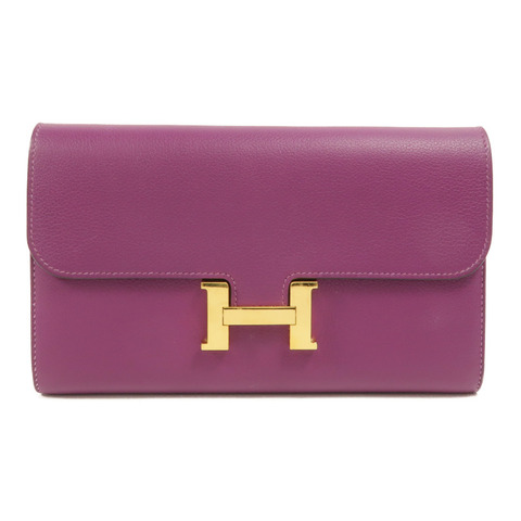 HERMES Evercolor皮革Constance Long Wallet長錢包Anemone