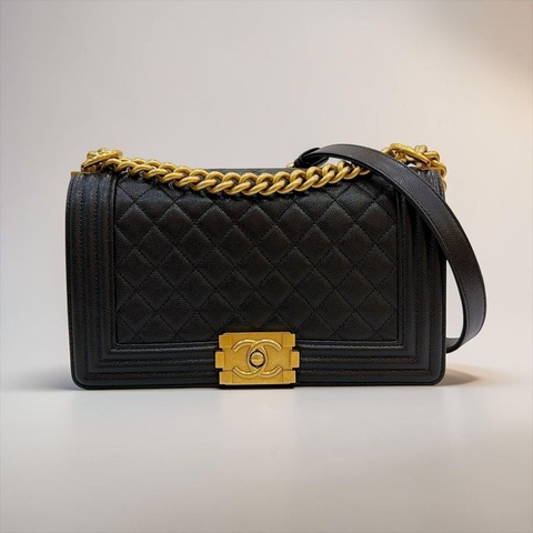 莉亞精品♡ CHANEL A67086 Boy25 黑荔枝金 二手美包