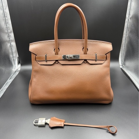 【售出展示💫拍下無效】Hermes/愛馬仕 Birkin30 金棕 銀扣 手提包 铂金包