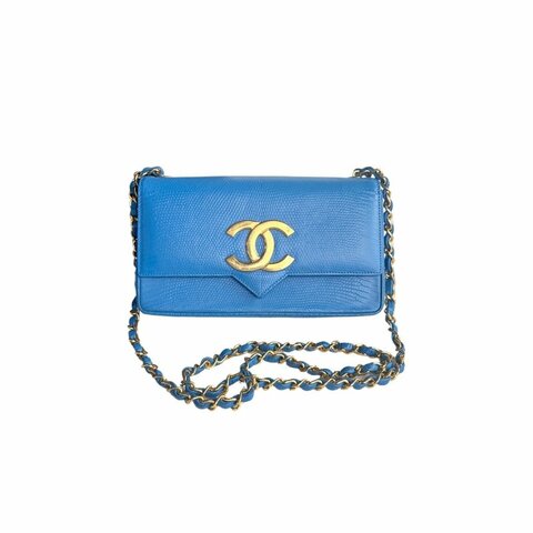 Chanel香奈兒大雙C 扣特殊皮信封鏈條包