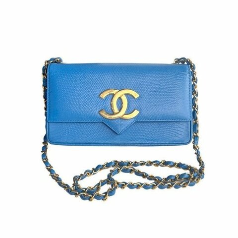 Chanel香奈兒大雙C 扣特殊皮信封鏈條包