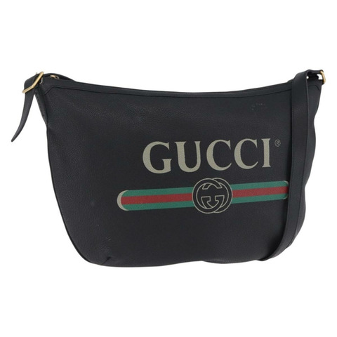 GUCCI 黑色金色皮革單肩包 523588 正品 192702A