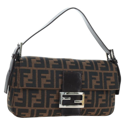 FENDI Zucca帆布Mamma Baguette單肩包 棕色/黑色 正品 192625SAM