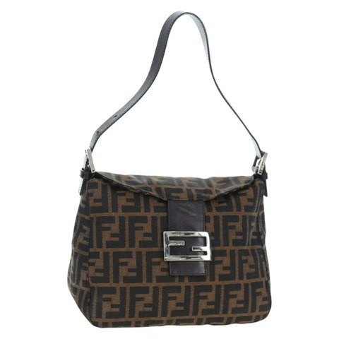 FENDI Zucca帆布Mamma Baguette單肩包 棕色/黑色 正品 192220V