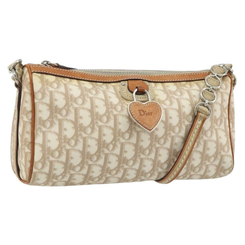 Christian Dior Trotter帆布浪漫單肩包 PVC象牙銀色 正品 190263A
