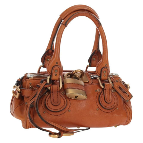 Chloe Paddington 手提包 皮革 棕色 金色色調 正品 ki6714M