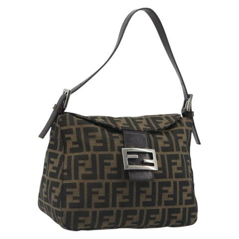 FENDI Zucca帆布Mamma Baguette單肩包 棕色/黑色 正品 193052V