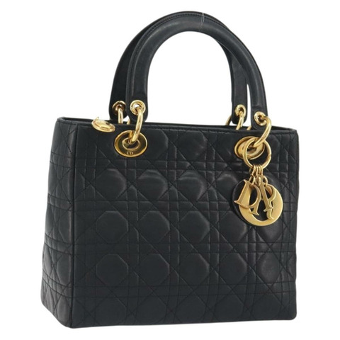 Christian Dior Canage 手袋，羊皮材質，黑色，金色，正品，貨號 193978A