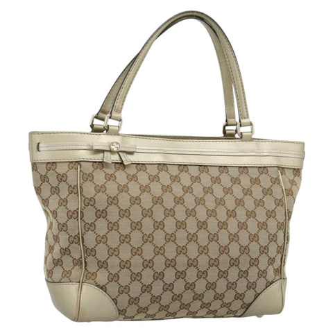 GUCCI GG帆布手提包 米色 金色色調 257061 正品 ka5360V