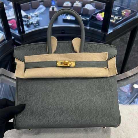HERMES愛馬仕 Birkin 25 金扣 Togo牛皮 U刻 杏仁綠