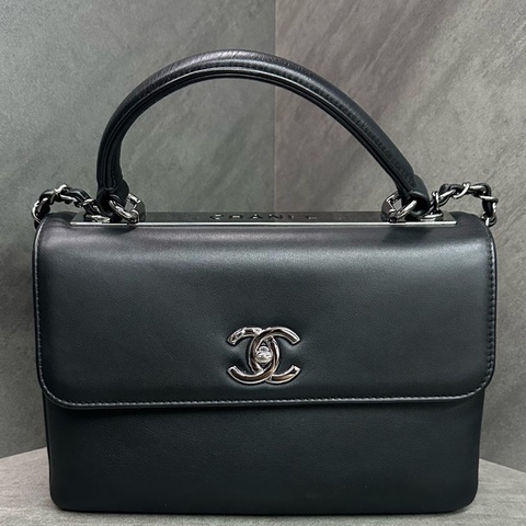 Chanel 香奈兒 trendy cc 小號 黑銀鏈條包 光面小牛皮 26開帶卡