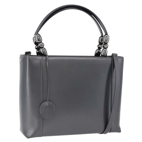 Christian Dior Maris Pearl 手提包 漆皮 2way Gray Silver Auth ep15303V