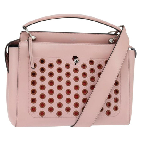 FENDI Dot Com 手提包 皮革 兩用 粉紅色 銀色 正品 bs30098