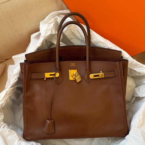 【男女通款✨全網最低價】愛馬仕 Hermes birkin35 栗子棕 框C 阿登皮 金扣